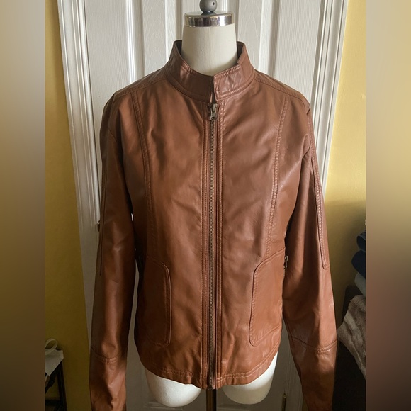 George tan leather jacket, size medium - Picture 2 of 13